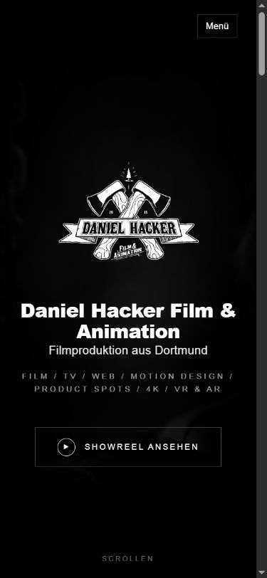 Mobile Ansicht der Website Daniel Hacker Film & Animation