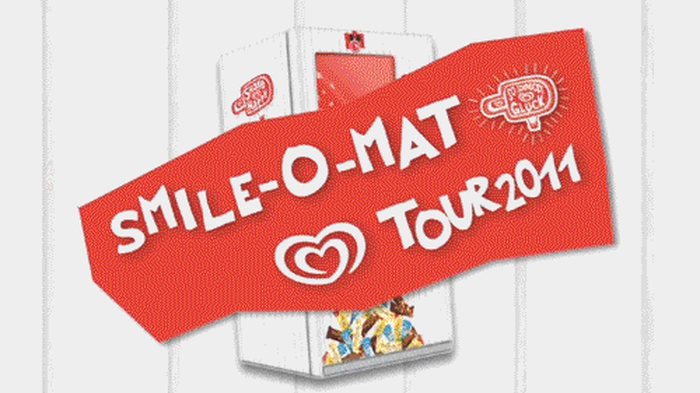 Animierter Langnese Smile-O-Mat im Einsatz Der animierte Langnese Smile-O-Mat im Einsatz am Point of Sale
