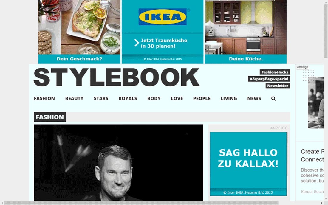 Animierte IKEA-Schweiz-Banner für Küche und Kallax auf der Publisher-Seite Stylebook