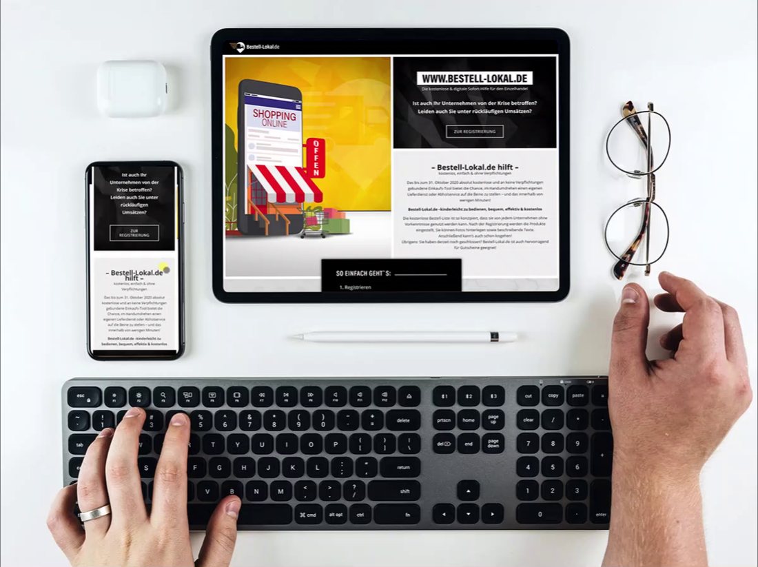Website-Design bestell-lokal.de auf Tablet und Smartphone