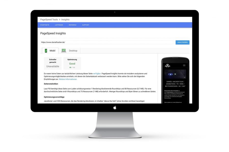 pagespeed - responsive SEO Website - Daniel Hacker Film Animation