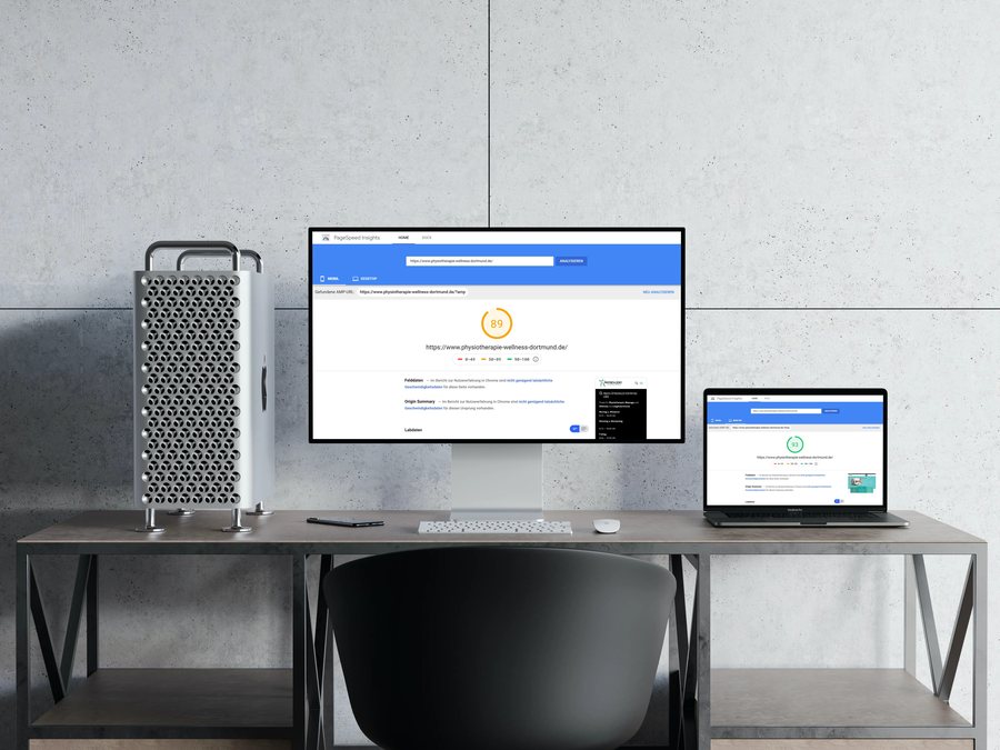 PageSpeed-Analyse der Website von Physio-Lüdo auf Desktop und Laptop